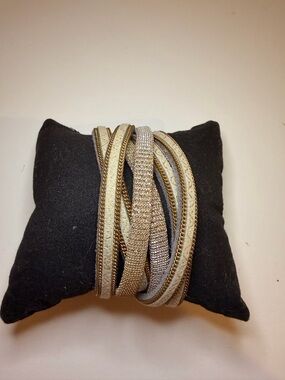 Gold and Silver Multi-Row Wrap Bracelet - Unbranded